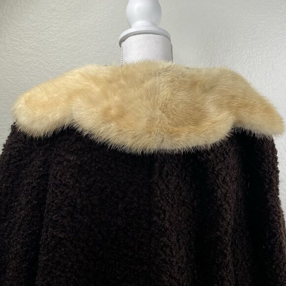 Fisher's Lincoln Park Coat Brown Sz M/L Fur Collar 3/4 Sleeves Union Outlander - Picture 11 of 15